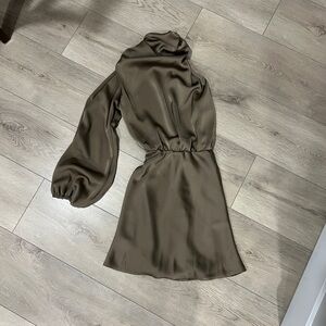 Sophisticated Long Sleeve Dress in Taupe